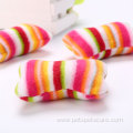 rainbow color bone-shape cat toy plush pet